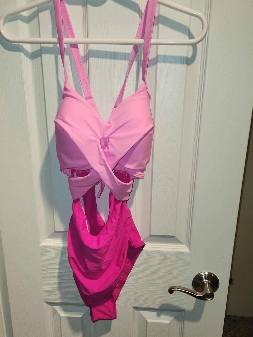 Women's Pink Two-Tone Cutout One-Piece Swimsuit-NWOT